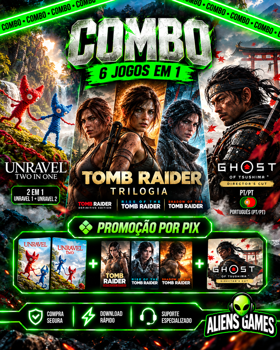 Combo (Unravel+Tomb Raider+Tsushima)
